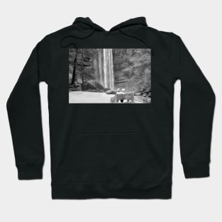 Couple at Toccoa Falls in black and White Hoodie